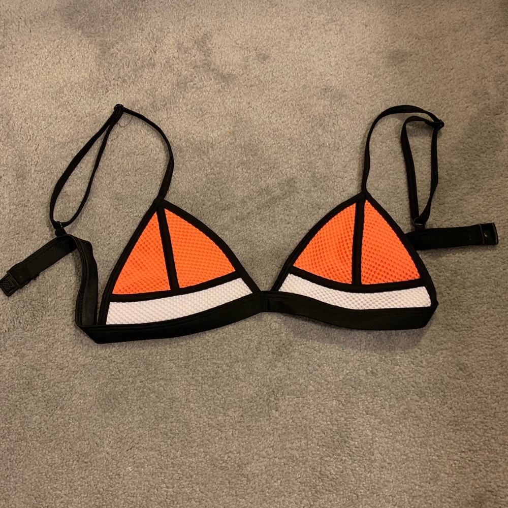 Orange And Black Bikini Top
